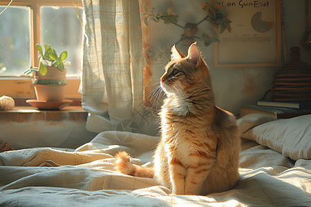 阳光里的猫咪图片