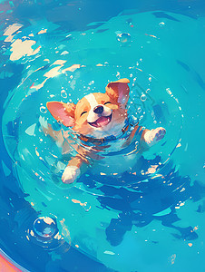 水里的小狗图片