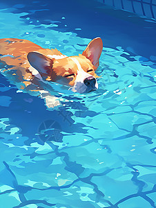 水中玩耍的可爱狗狗图片