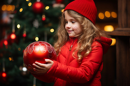 红帽小姑娘与圣诞树图片
