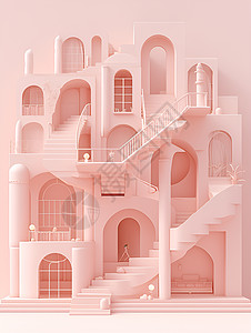 粉色梦幻建筑背景图片
