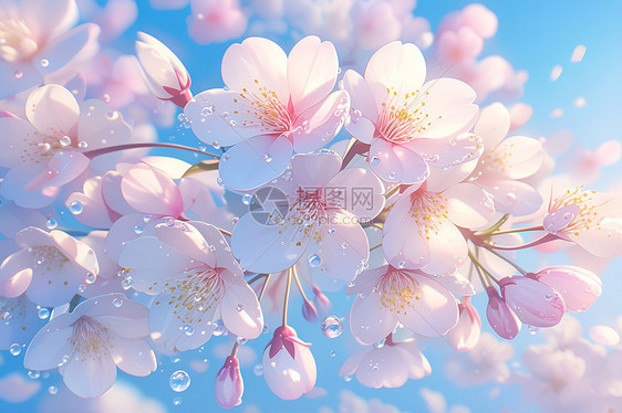 樱花点缀蓝天图片