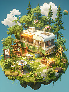 “梦幻森林露营”背景图片