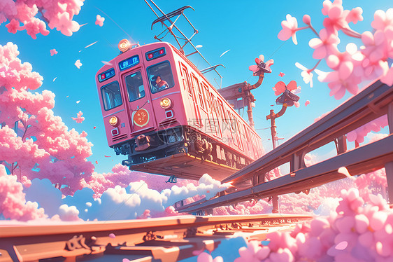 樱花小火车图片