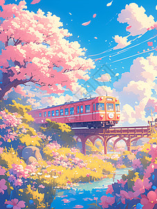 樱花列车图片