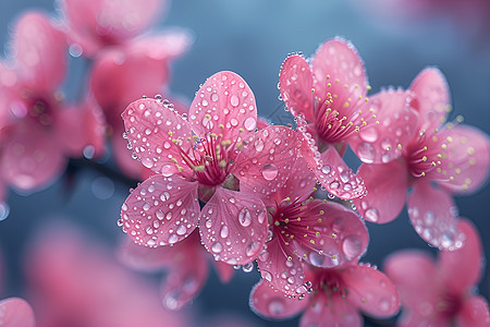 粉色花瓣上的水珠图片