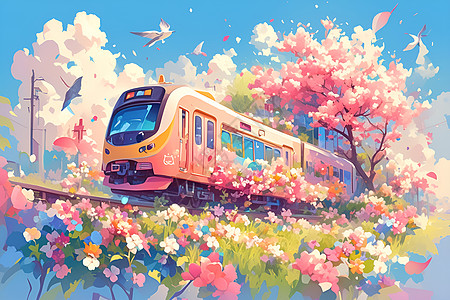 仙境中的火车背景图片