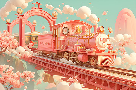 梦幻的卡通火车背景图片