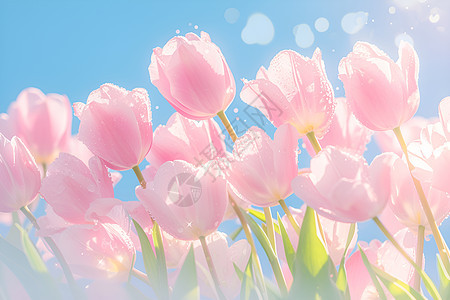粉色的郁金香花朵图片