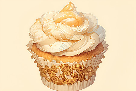 绘画的纸杯奶油蛋糕图片