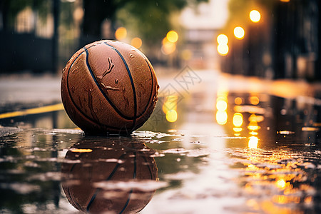 街道上的篮球背景图片