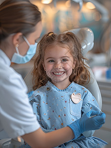 牙科诊所中的小女孩图片