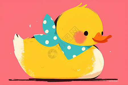 小黄鸭在粉色背景上图片