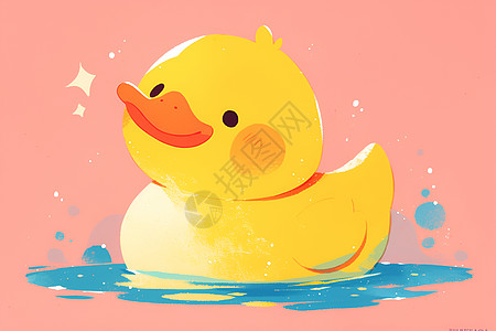可爱的小黄鸭在粉色背景下图片