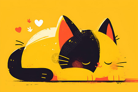黄色猫咪插画图片