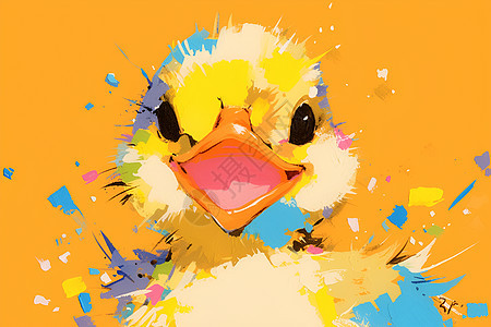 快乐的小黄鸭涂鸦背景图片