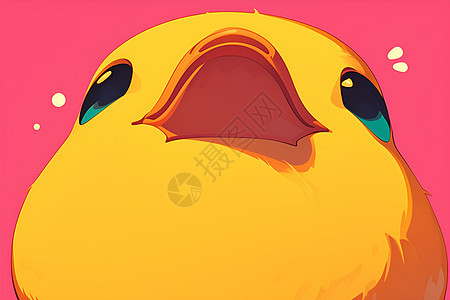 欢快的小黄鸭在粉色背景下的插画图片
