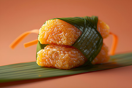 粽叶中的美味粽子背景图片