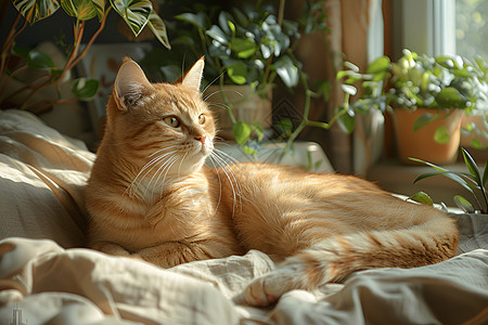 窗边的橘猫图片