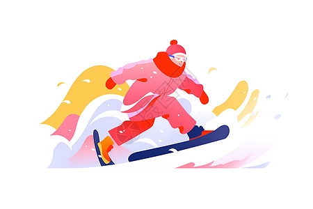 滑雪运动插画图片
