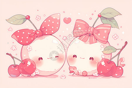 可爱粉色樱桃图片
