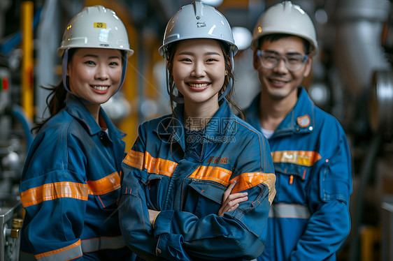 穿着工装的女工人图片