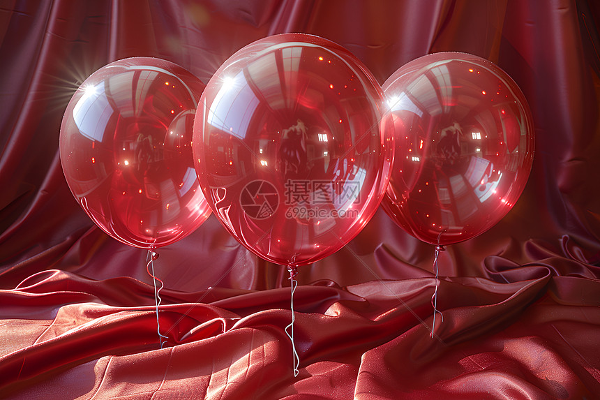 丝绸上的红色气球图片