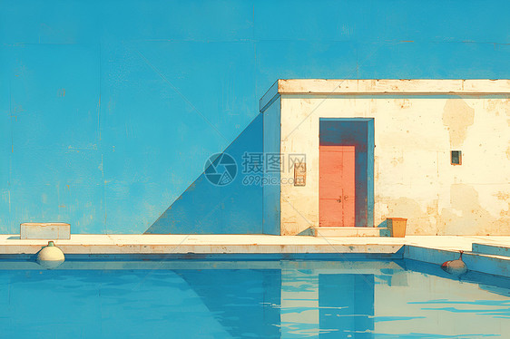 蓝色的泳池图片