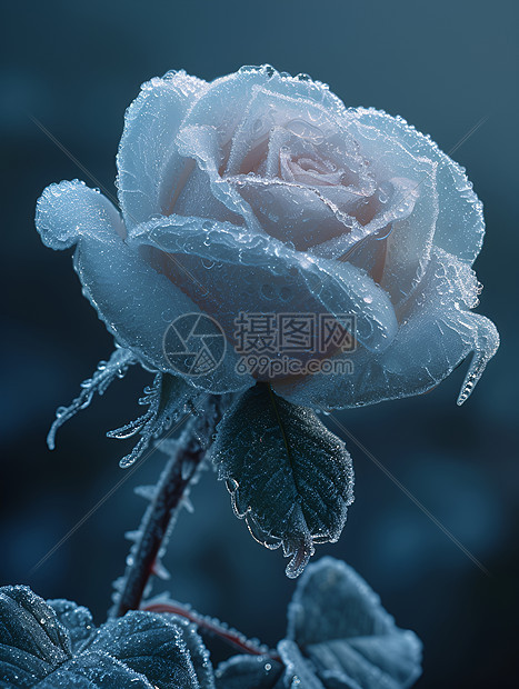 寒冰中的玫瑰图片