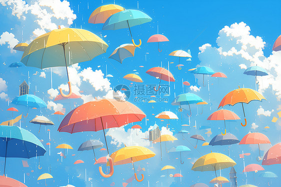 空中的雨伞图片