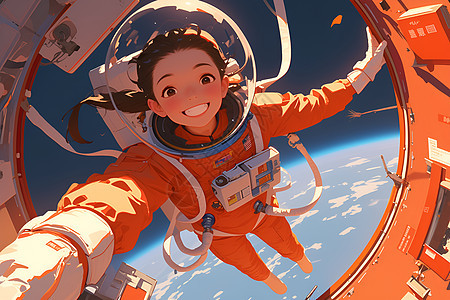 航天员穿着橙色宇航服图片