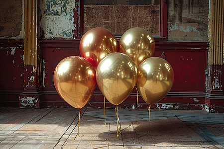 五个金色气球图片