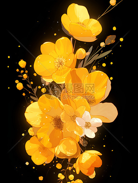 黄色花朵在神秘背景中图片