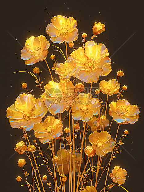 黄花在黑暗中绽放图片