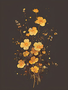 黄色花朵在黑暗中优雅绽放图片