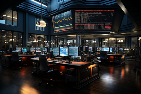 炫酷屏幕宽敞的证券交易所背景