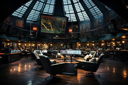 繁忙的现代证券交易大厅图片