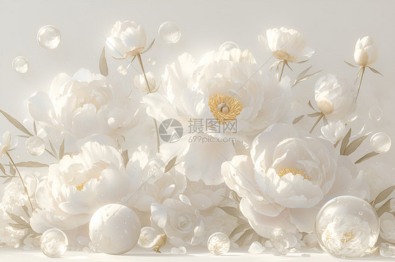 唯美的白色花卉背景图片