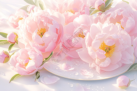 盛开的粉色牡丹花高清图片