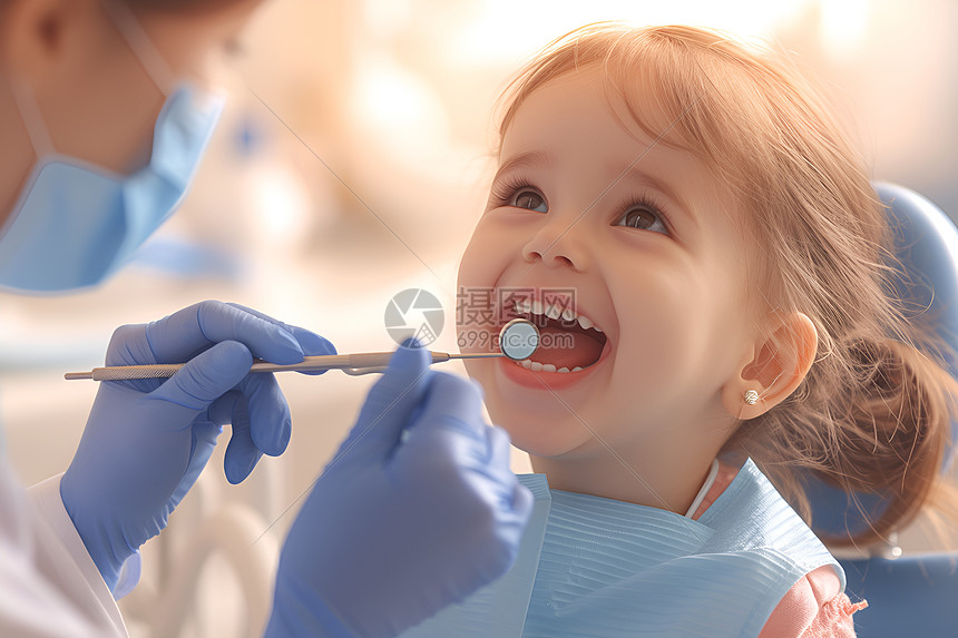 可爱的小女孩在修护牙齿图片