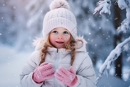 冬日里的小女孩背景图片