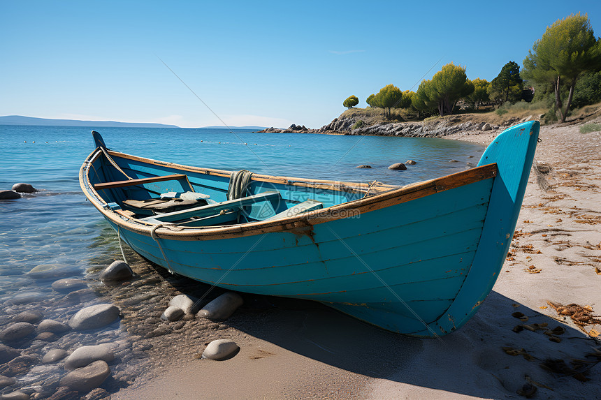 海滩上的独木舟图片