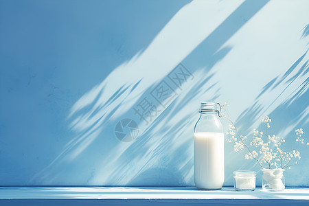桌子上的牛奶图片