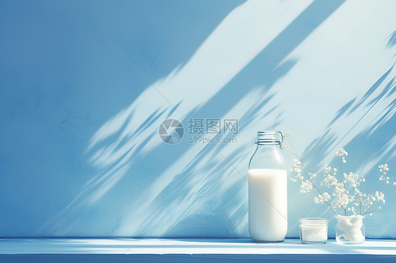 桌子上的牛奶图片