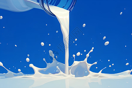 牛奶玻璃杯飞溅的牛奶插画