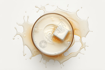 杯子中的牛奶和方糖背景图片