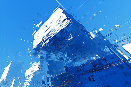 蓝色抽象建筑图片