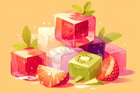 水果果冻块图片