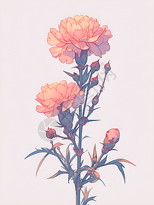 粉红色康乃馨粉红色的花朵插画