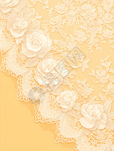 复古蕾丝细致优雅黄色蕾丝花纹布包插画